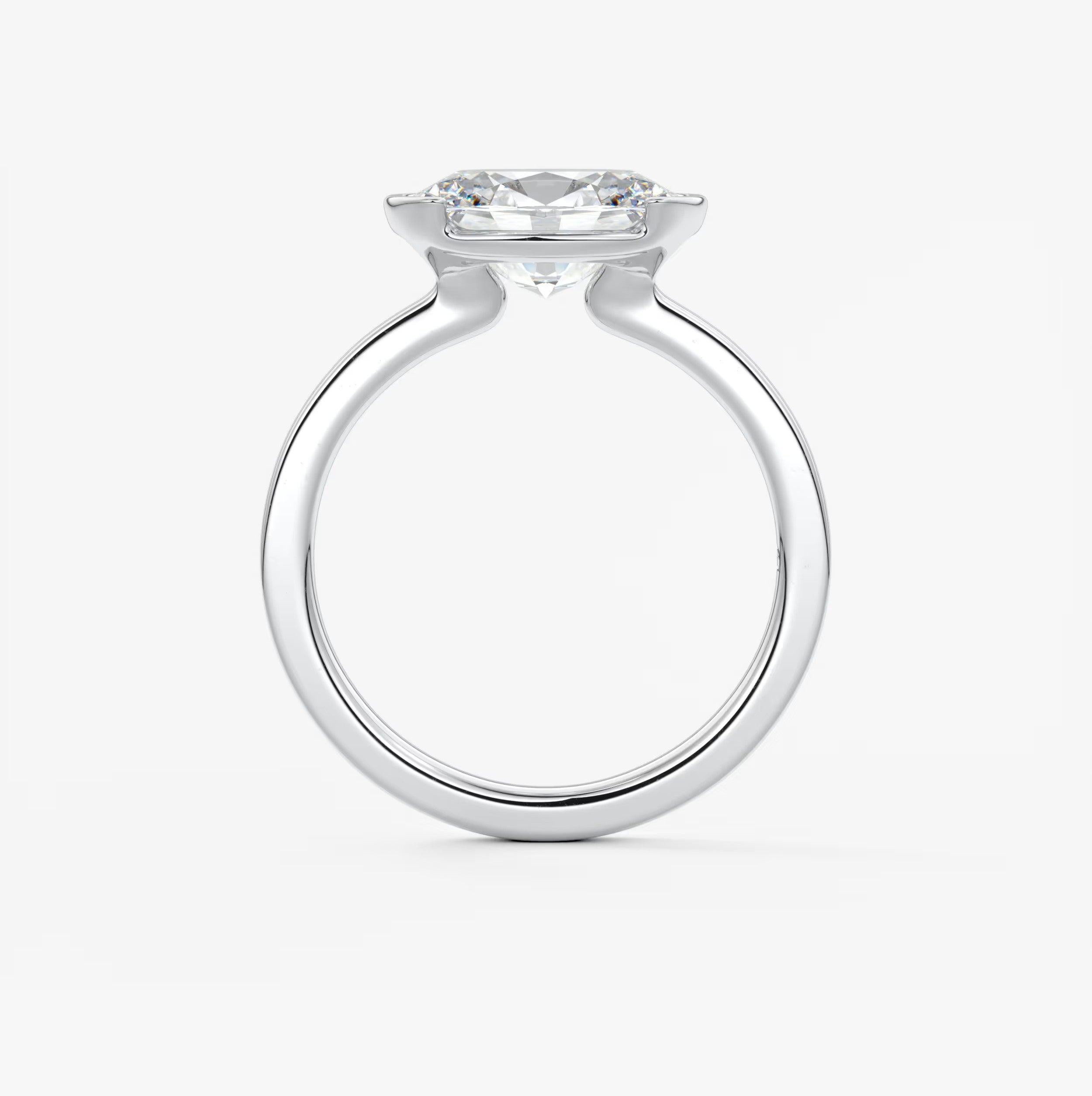 Alosta Oval East-West Half Bezel Engagement Ring – Lab Diamond or Moissanite