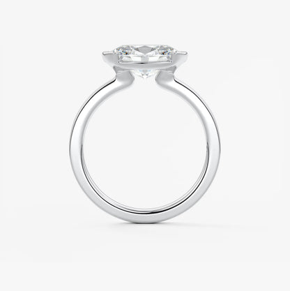 Alosta Oval East-West Half Bezel Engagement Ring – Lab Diamond or Moissanite