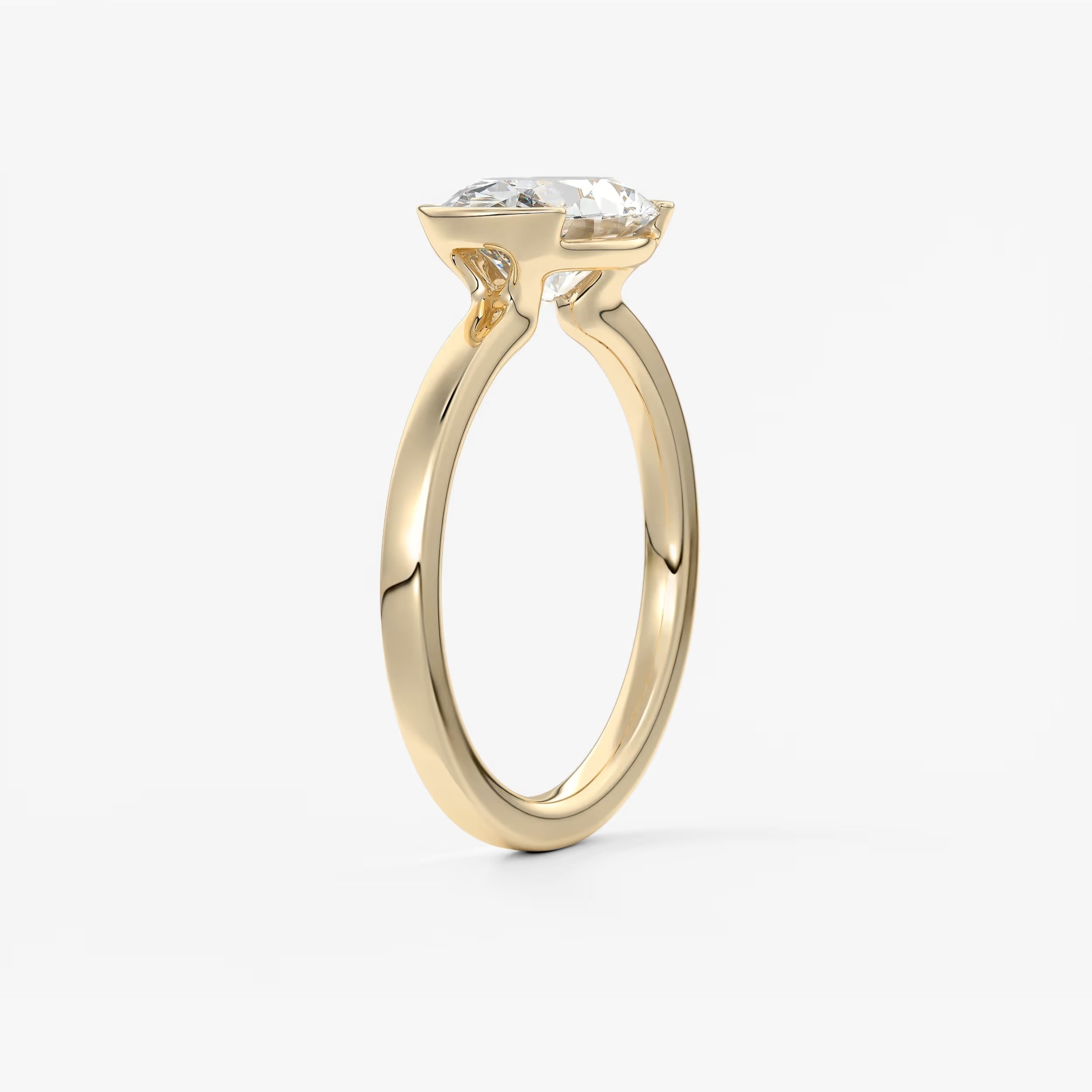 Alosta Oval East-West Half Bezel Engagement Ring – Lab Diamond or Moissanite