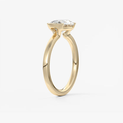 Alosta Oval East-West Half Bezel Engagement Ring – Lab Diamond or Moissanite
