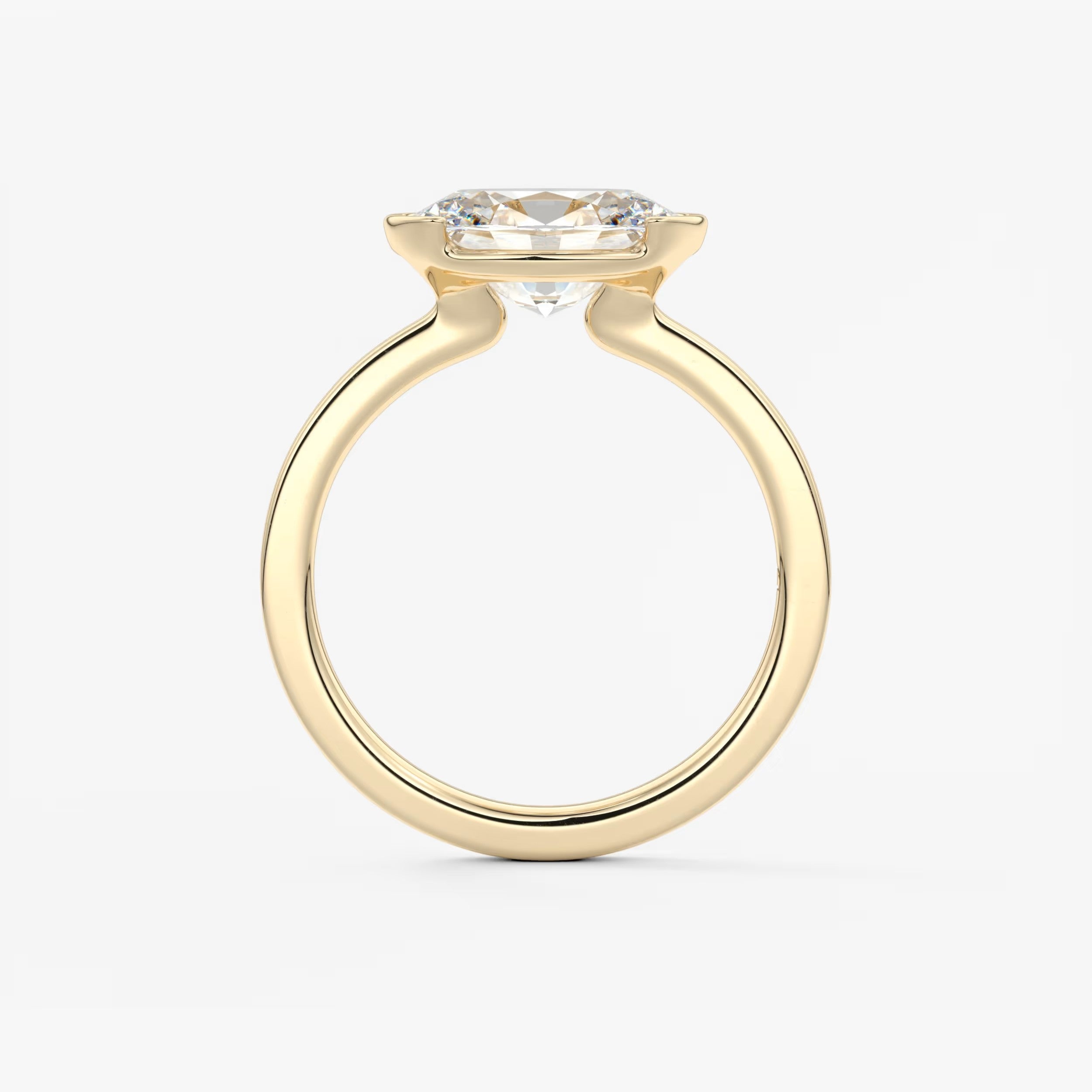 Alosta Oval East-West Half Bezel Engagement Ring – Lab Diamond or Moissanite