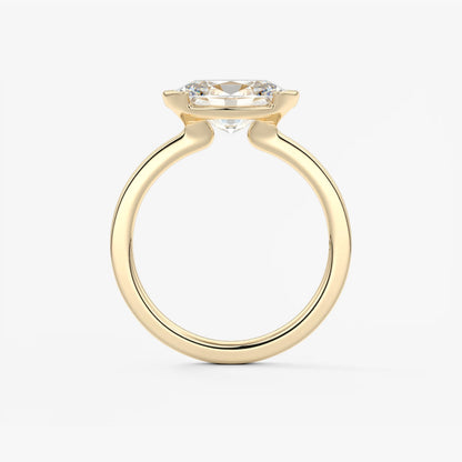 Alosta Oval East-West Half Bezel Engagement Ring – Lab Diamond or Moissanite