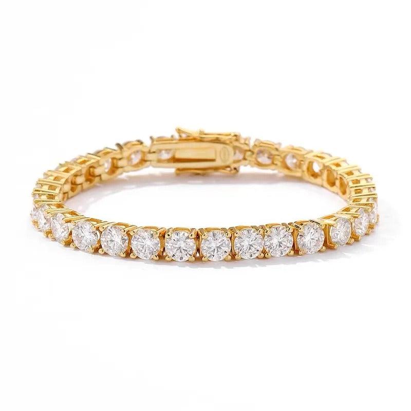 Moissanite Tennis Bracelet – 18K Yellow Gold Plated Silver